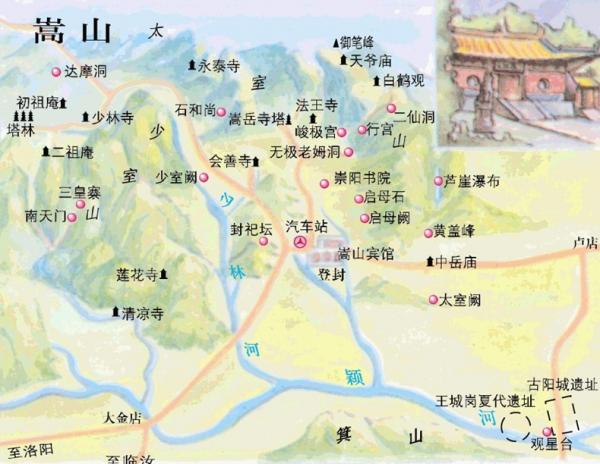 嵩山(shān)少(shǎo)林(lín)寺景點分(fēn)布圖（嵩山(shān)少(shǎo)林(lín)寺景區(qū)遊覽圖）